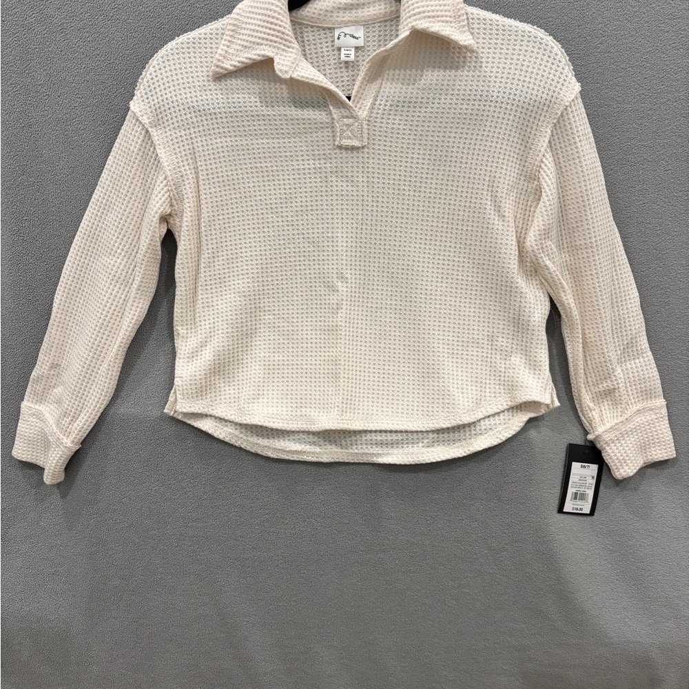 art class Cream Waffle-Knit Polo Top